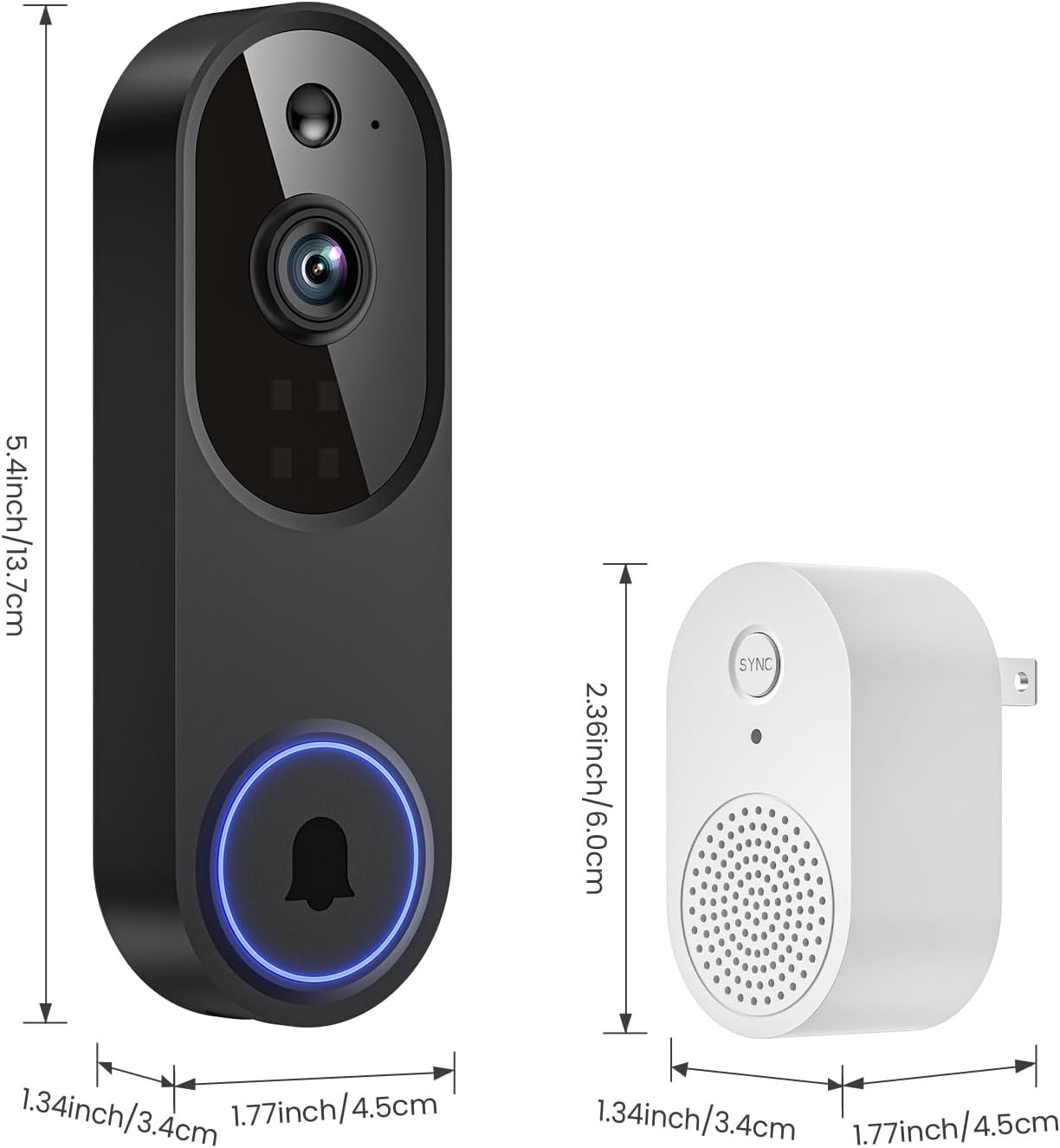 1080p Smart Wi-Fi Doorbell Camera with Doorbell Receiver, AI Motion Detection, Night Vision, Cloud Storage, 2 Way Audio, Battery Powered, 2.4GHz Wi-Fi Only - Image 9