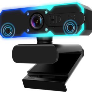 NBPOWER 1080P 60FPS Streaming Camera Webcam with Microphone and Fill RGB Light,Autofocus,Work with Laptop/Desktop Computer/Winsdows/Mac OS/PC Computer for Camera