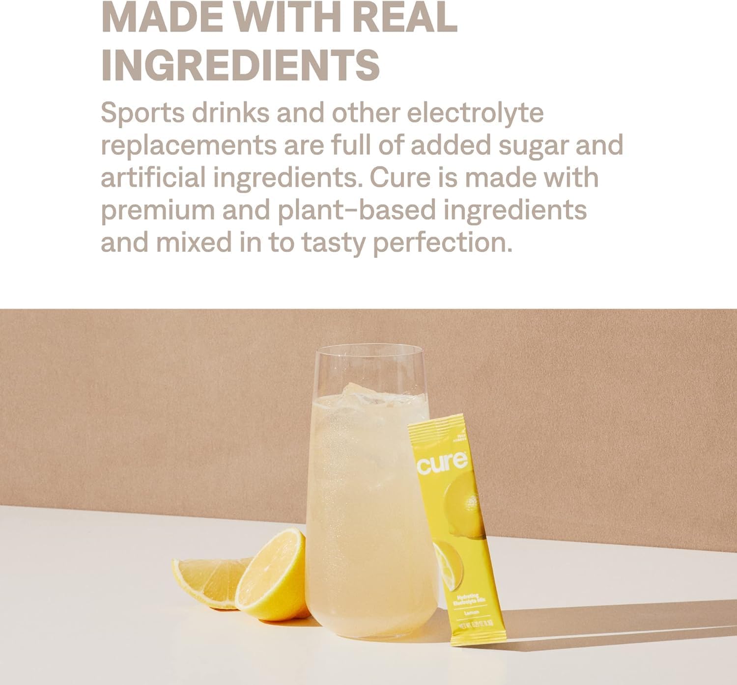 Cure Hydration | Plant-Based Electrolyte Drink Mix | No Added Sugar | FSA-HSA | Dehydration Relief Powder Made with Coconut Water | Non-GMO | Vegan | 28 Servings Jar - Lemonade - Image 7