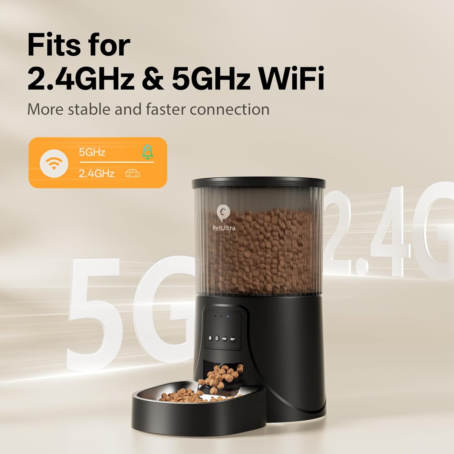 PETULTRA Automatic Cat Feeder WiFi- 5Ghz Cat Food Dispenser with APP Remote Control- Auto Pet Feeder for Small Dog Indoor- Easy to Set Up and Clean- Dual Power with Desiccant Bag& Stainless Steel - Image 3