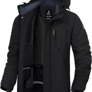 Men’s Winter Ski Jacket Waterproof Fleece Coat Warm Insulated Snowboard Jackets Parka Raincoat With Multi-Pockets