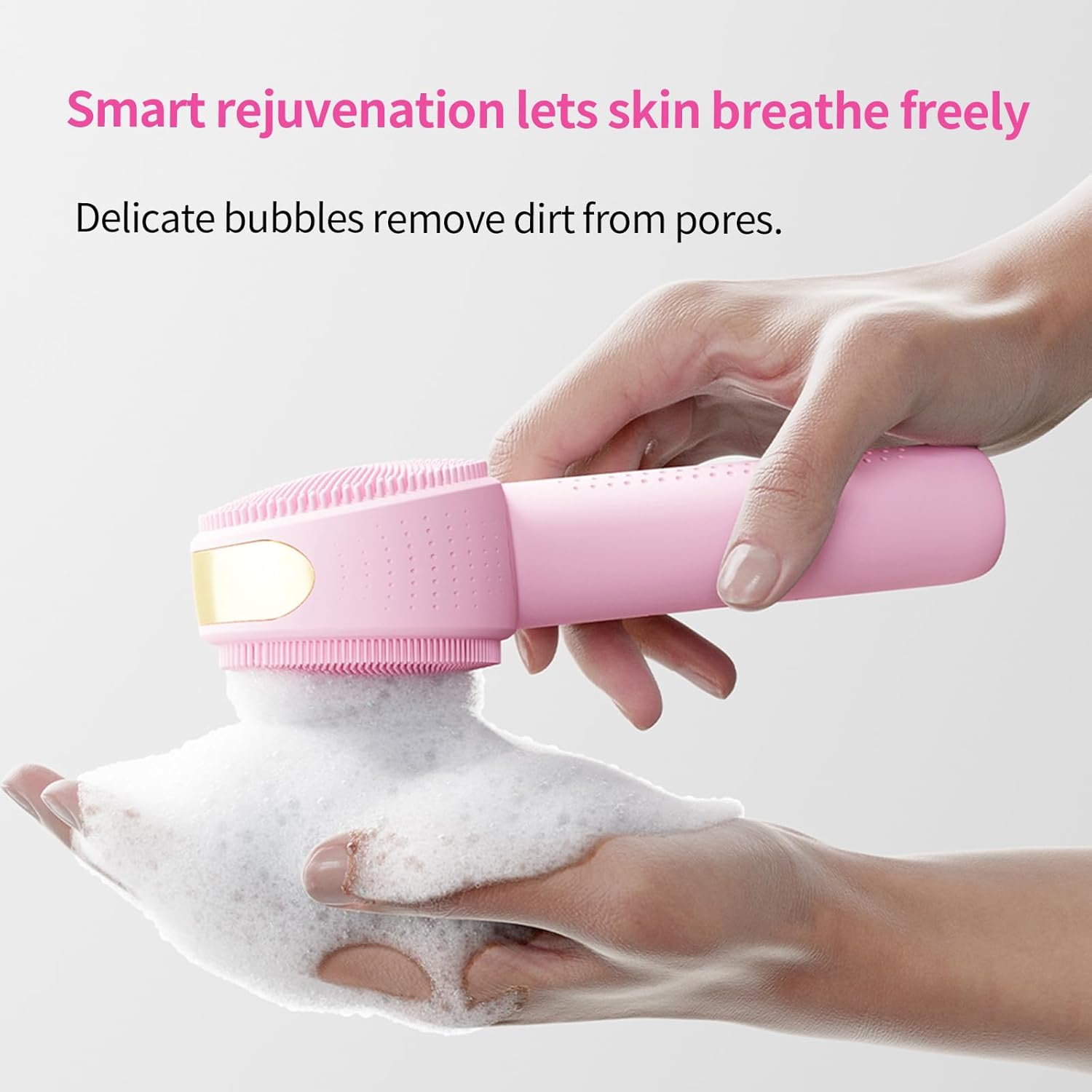 Facial Cleansing Brush Electric – Rechargeable Silicone Face Scrubber, Waterproof Vibrating Cleaner with 5 Adjustable Intensities for Deep Cleansing and Exfoliation (Pink) - Image 7