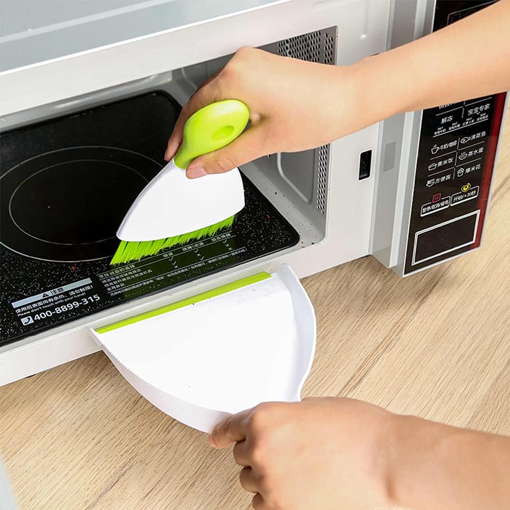 Small Hand Dust Pan and Brush - Small Broom and Dustpan Set, Mini Broom and Dustpan, Compact Dustpans and Brush for Home Cleaning, Sofa, Desk, Guinea Pig Cage, Cat Litter, etc. (Green) - Image 2