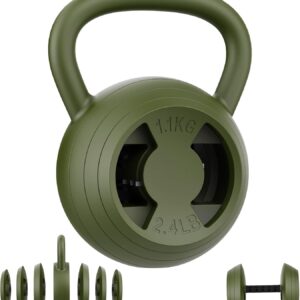 Hezeyferg 2-in-1 Adjustable Kettlebell, 15-45 LB Kettlebells Weight Set with Wide Grip, 4.8-30 LB Dumbbell Weights for Home Gym Strength Training