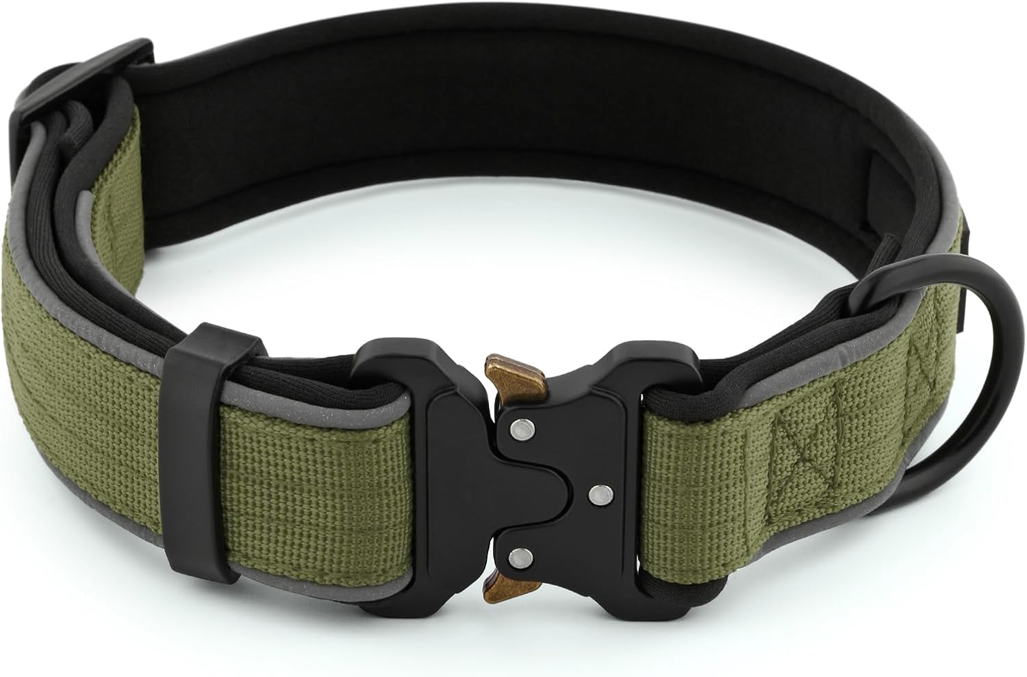 Plutus Pet Tactical Dog Collar, Reflective, Adjustable Heavy Duty Dog Collar, Soft Padded and Comfortable, for Small Medium and Large Dogs (Ranger Green, L) - Image 2