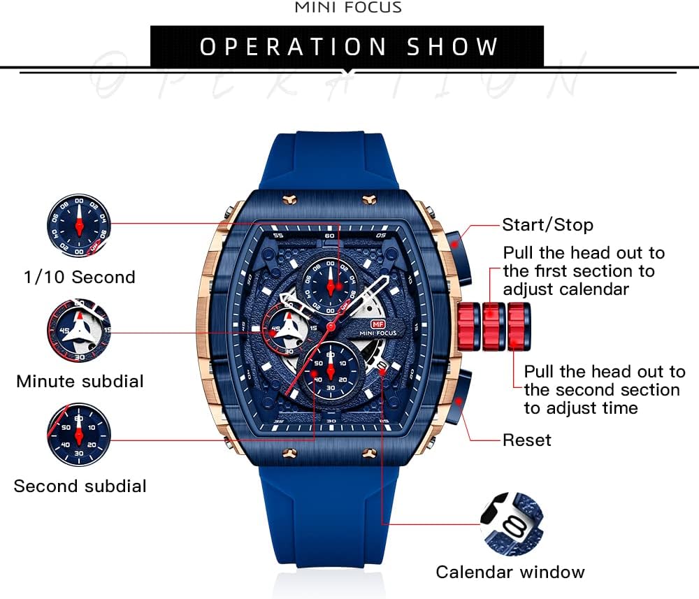 Mini Focus Men's Watch Fashion Sport Wrist Watches (Chronograph/Waterproof/Luminous/Calendar) Silicon Strap Quartz Watches for Men - Image 5