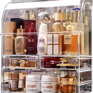 MOOCHI Clear Professional Large Cosmetic Makeup Organizer Bathroom Storage Display Case with Drawers