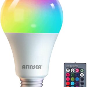 RGB Color Changing Light Bulbs,9W RGB LED Light Bulbs,40W Equivalent A19 E27/E26 Warm White 6500K,16 Color Multicolor Light Bulb Dimmable Light for Home Party Bedroom Outdoor(1Pack)