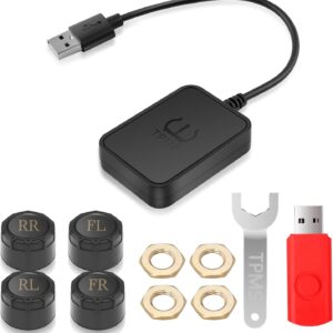 Tire Pressure Monitoring System Android TPMS for Android Navigation with 4 External Sensors USB TPMS for Trucks Campers Trailers SUV RV MPV 0-116Psi