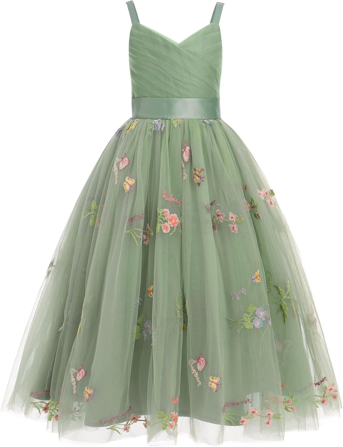 IBTOM CASTLE Flower Girls Dress Spaghetti Strap Long A Line Formal Wedding Pageant Princess Birthday Party Dance Gown