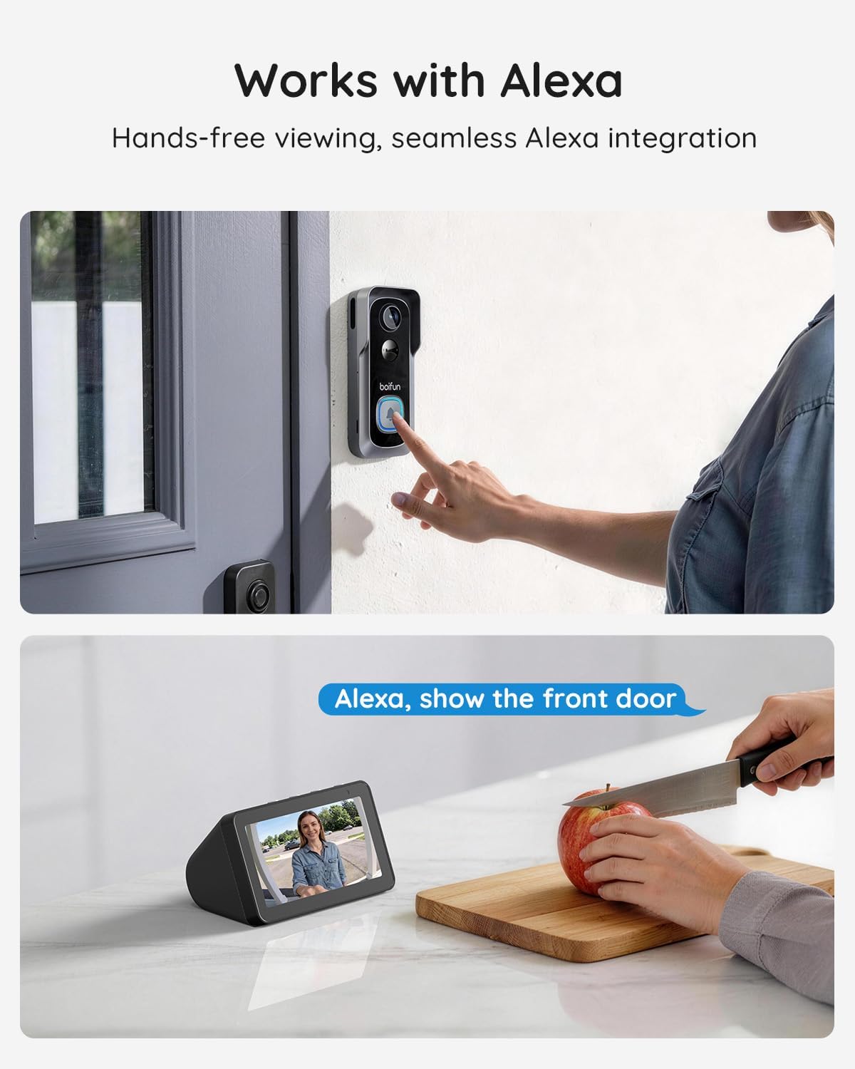 BOIFUN Video Doorbell Camera Wireless – No Subscription Required, 2K HD, 166° Wide View, HDR Night Vision, Motion Alerts, Two‑Way Audio & Battery Video Doorbell with Chime, 2.4 GHz Wi‑Fi Only - Image 9
