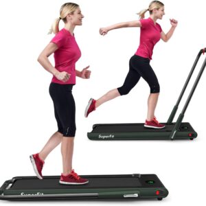 GYMAX Walking Pad, 2 in 1 Free Installation Under Desk Treadmill with Smart App, Remote Control & LED Display, 2.25HP Foldable Portable Compact Running Machine for Small Spaces Home Office
