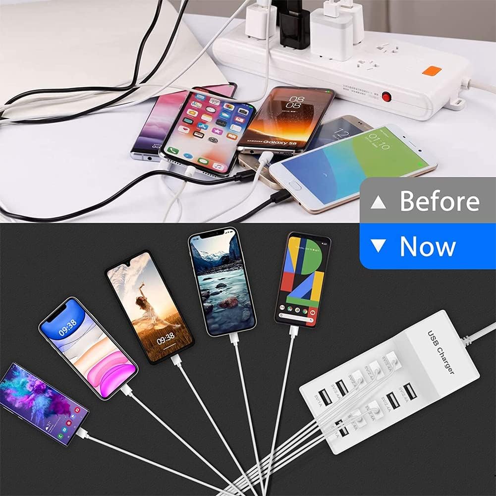 10-Port USB Wall Charger Station with Rapid Charging Auto Detect Technology Safety Guaranteed Family-Sized USB Ports for Multiple Devices Smart Phone Tablet Laptop Computer - Image 6