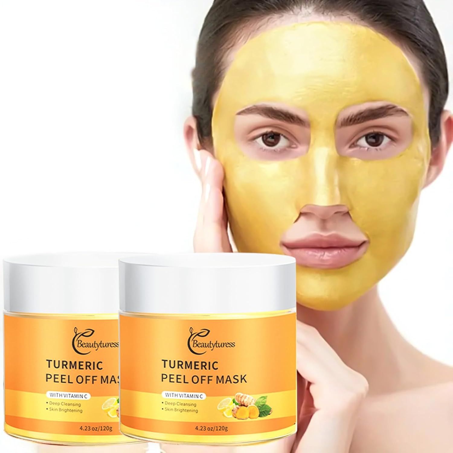 Vitamin C Peel Off Face Mask, Turmeric Moisturizing Mask, Deep Cleansing Face Peel Mask,Face Mask for Pores, Dirts, Oil, 2 Packs - Image 2