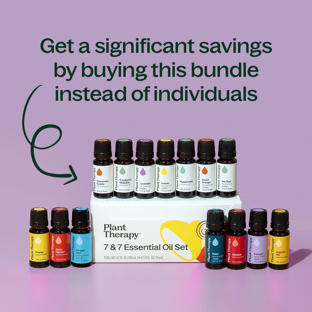 Plant Therapy 7 & 7 Essential Oils Set, 7 Most Popular Single Essential Oils Plus 7 Favorite Blends, Each 10 mL (1/3 oz), 100% Pure, Undiluted, Great for DIYs, Skincare and Essential Oil Diffusers - Image 5