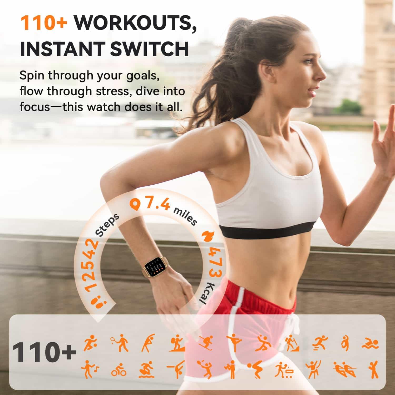 Smart Watch for Women(3 Bands), Smartwatch Fitness Tracker with Bluetooth Calls & AI Voice Control, 1.85’’ HD Screen, Heart Rate/SpO2 Monitor, Sleep Tracker, Compatible with Android iOS (Gold) - Image 3
