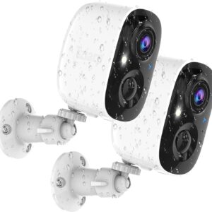 Security Cameras Wireless Outdoor,2K Indoor WiFi Wireless Cameras,Outside Battery Powered Camera for Home Security,AI Motion Detection,Color Night Vision,Spotlight,Siren Alarm,SD/Cloud Storage,2 Pack