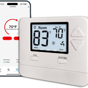 Heagstat WiFi Thermostats for Home Single-Stage 1Heat/ 1Cool, APP Remote Control, 7-Day or 0-Day Programmable. (C-Wire Required)