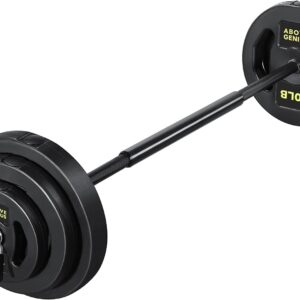 AboveGenius Barbell Weight Set, 45 LB Adjustable Free Weights Bar Set for Home Gym Strength Training, Full Body Workout, Muscle Building, Home Fitness Weight Lifting Equipment