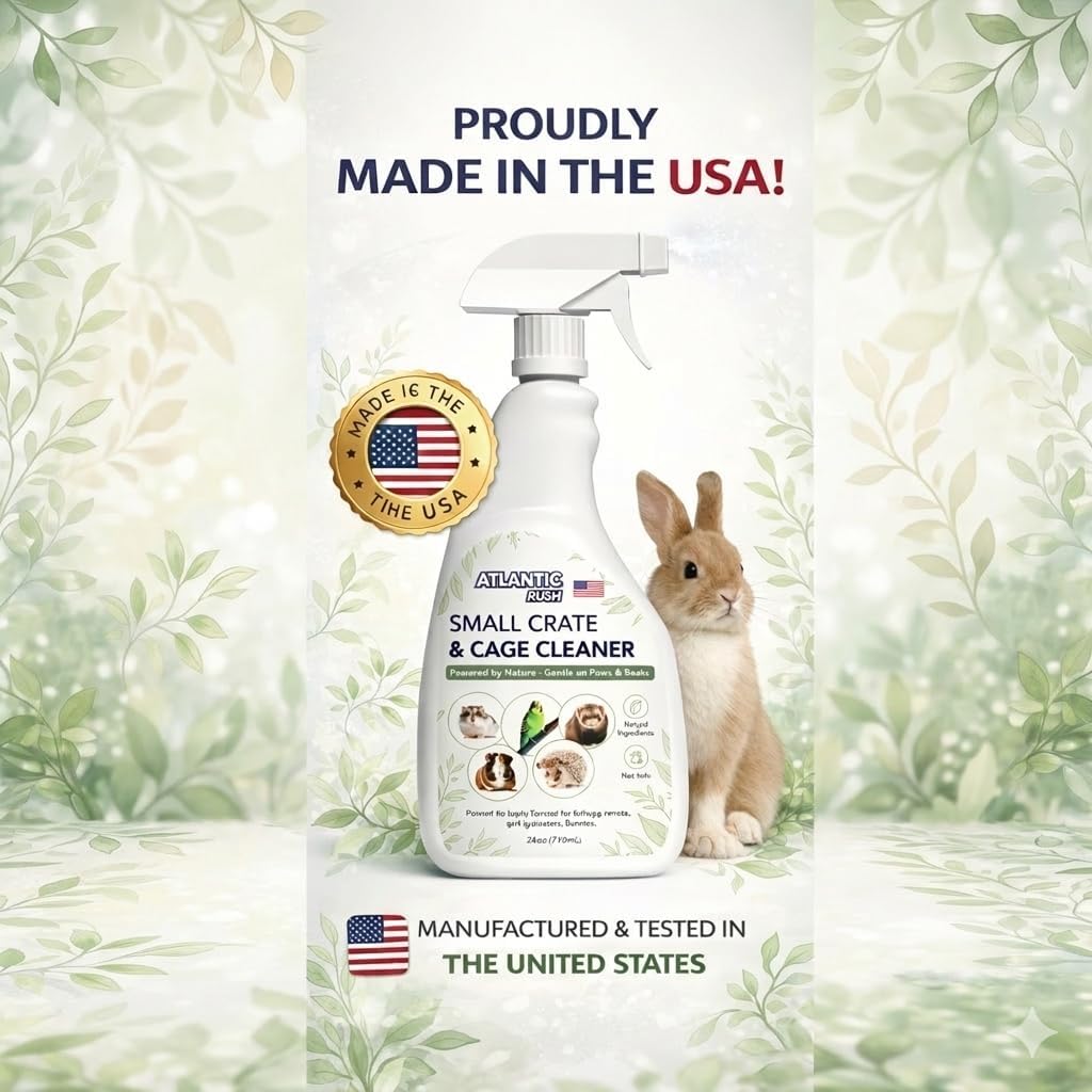 Atlantic Rush Small Animal Cage Cleaner Spray- 24oz Bottle Cage and Crate Cleaner for Guinea Pig, Hamster, Rabbit, Ferret, & Birds- Cage Cleaning Supplies Odor Eliminator - Image 3