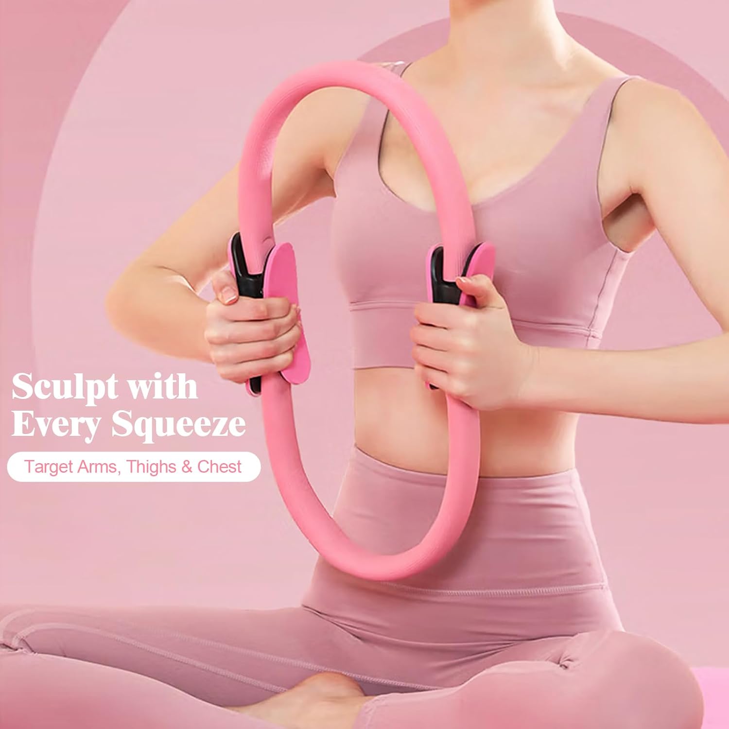 Home Pilates Essentials Kit for Women, Complete 13-in-1 Pilates Equipment Ring and Ball Set with 5 TPE Resistance Bands, Ankle Weights, 8-Shaped Pull Band, Stretch Strap and Waterproof Bag - Image 4