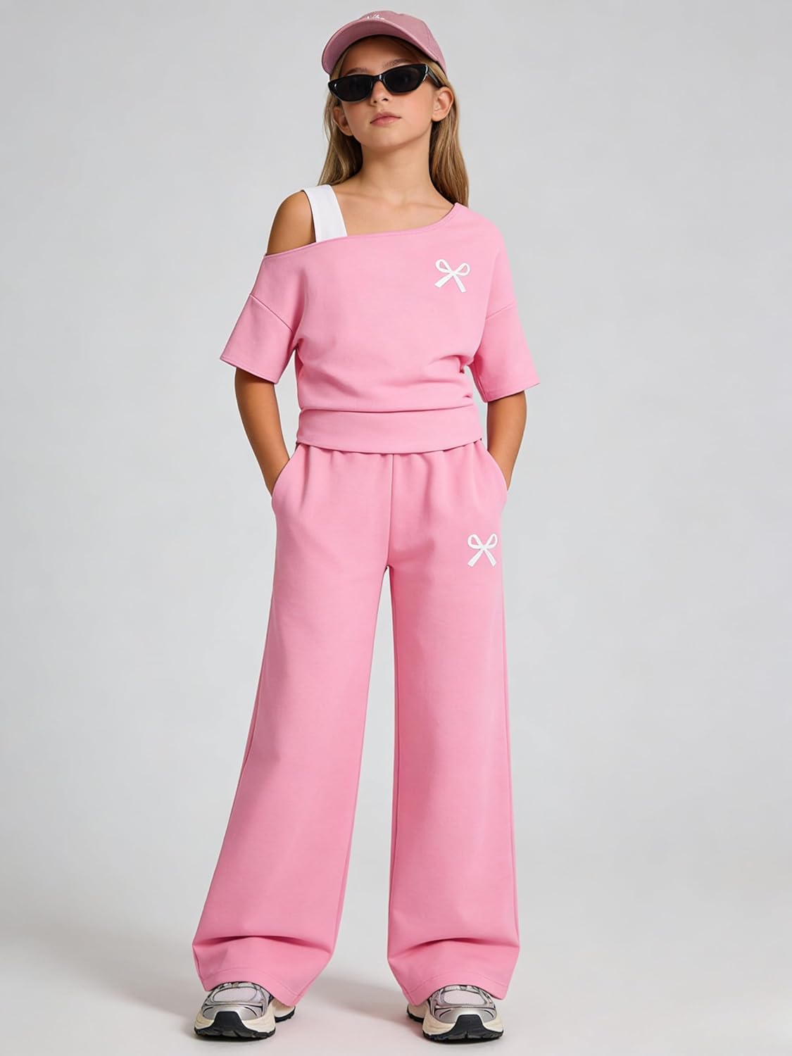 Teen Girls Clothes Off the Shoulder Top and Wide Leg Pants Matching Outfit Set with Pockets Size 7-16 - Image 2