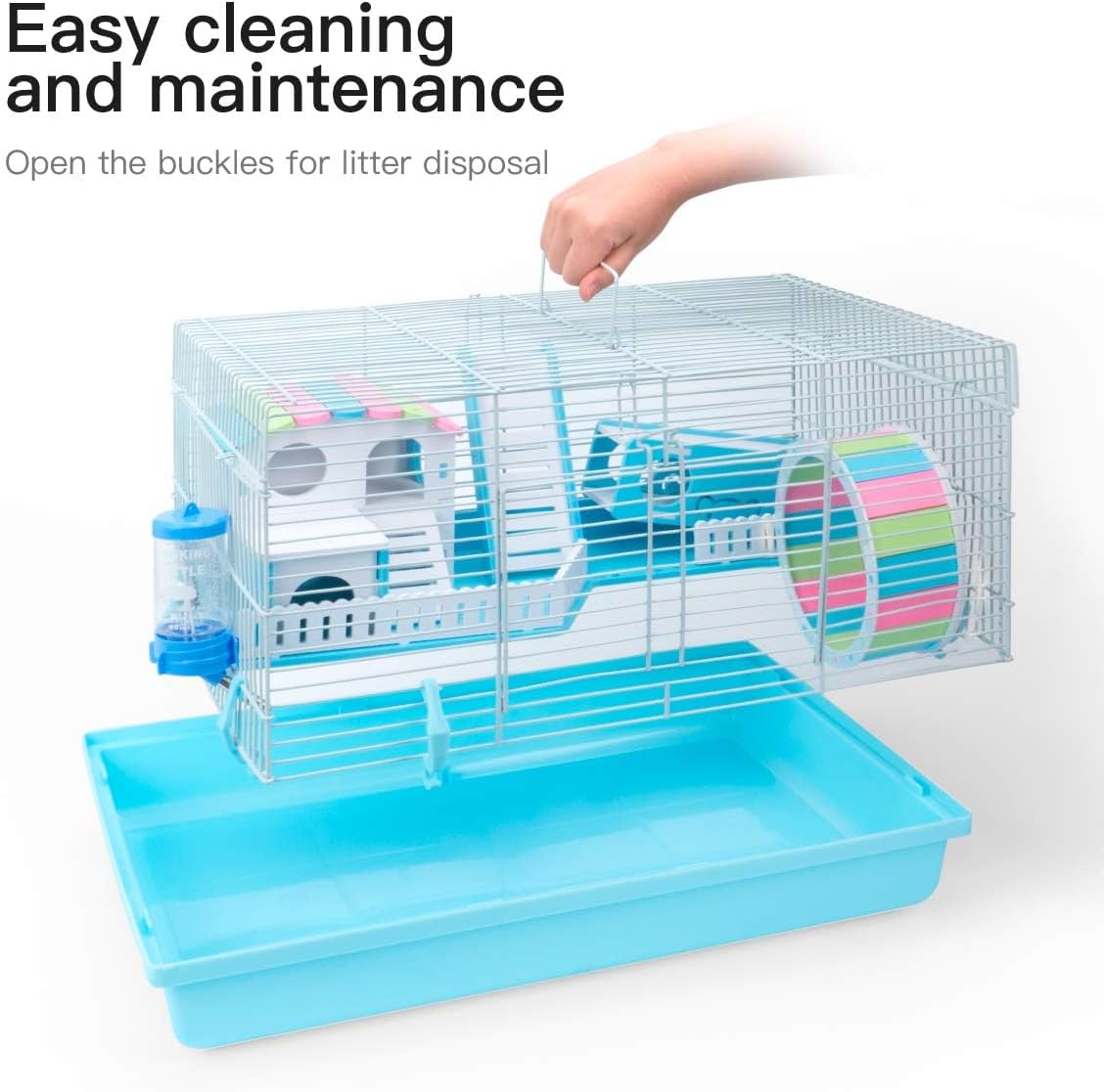 ROBUD Large Hamster Cage Gerbil Haven Habitat Small Animal Cage (Blue) - Image 4