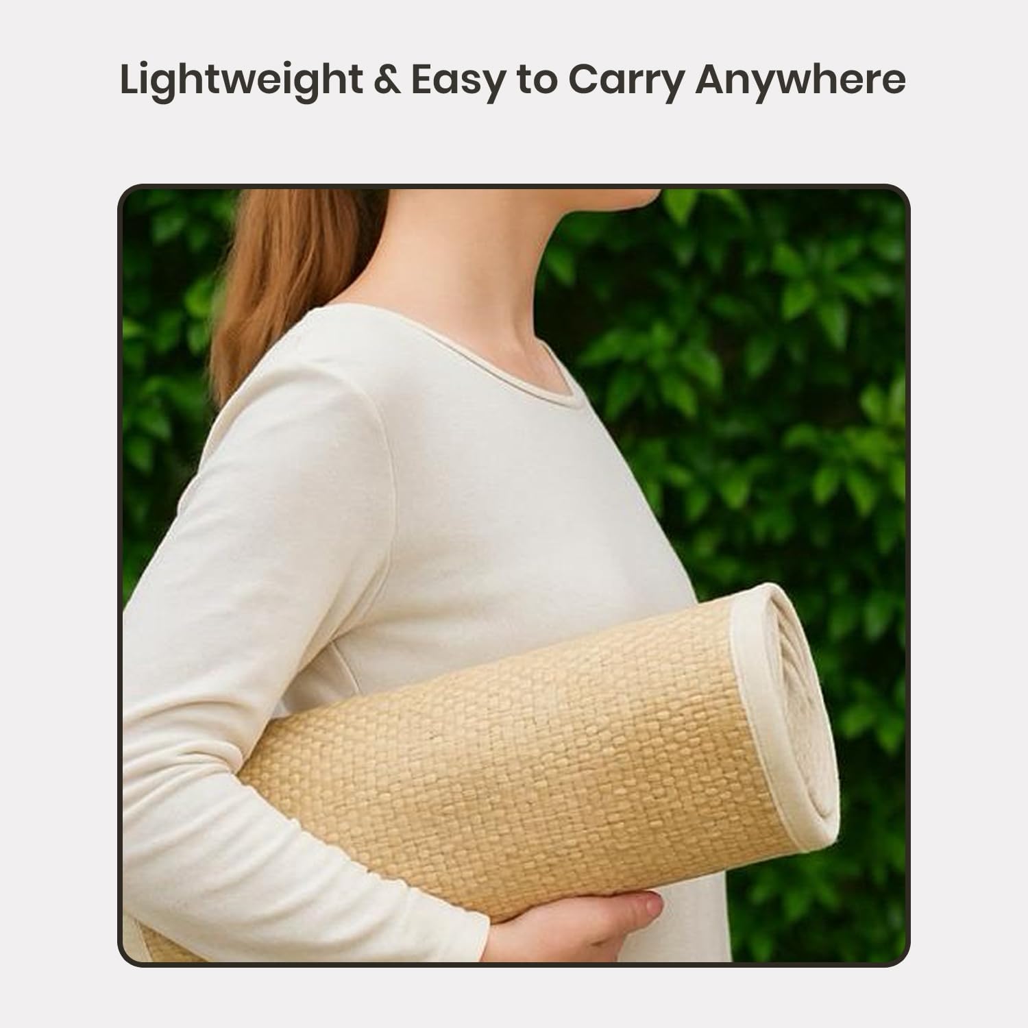 LFH Home Handmade Straw Yoga Mat For Exercise, Workout, Fitness - Perfect Heavy Quality Eco Friendly Natural Straw Reversible Yoga Mat for Men & Women - 72x24 Inch - Image 2