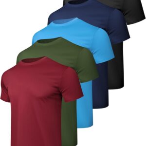 HovSiyla 1/5 Pack Workout Shirts for Men Athletic Running Gym Quick Dry Short Sleeve Performance Moisture Wicking T Shirt