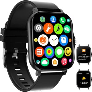 Smart Watch, 1.81″ Upgraded Full Touchscreen Smart Watch for Android iPhones with Bluetooth Call, Sleep Tracker, Multiple Sports Fitness Tracker with Smart Watches for Women Men (Black)