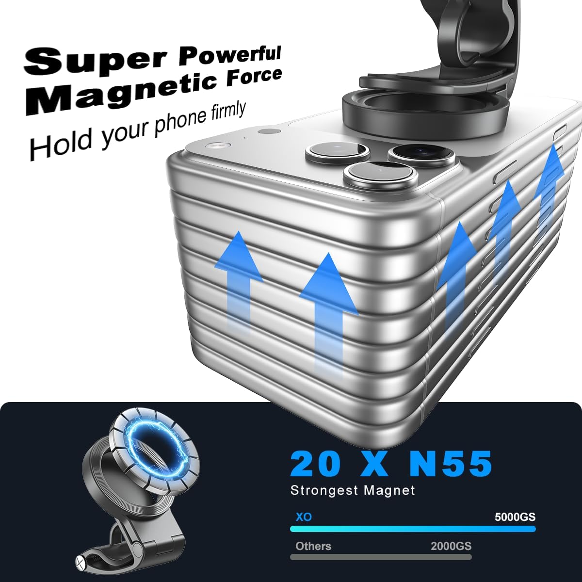 Magnetic Phone Holder for Car,Strong Non-Slip Car Phone Mount, Hands-Free Navigation for Car,Phone Holder for Car/Desk, Compatible with iPhone/Samsung and All Smartphones - Image 4
