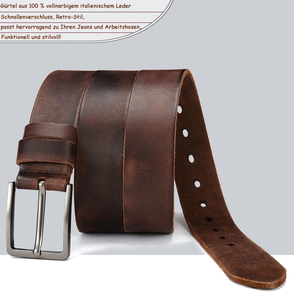 DOOPAI Men's Genuine Leather Casual Belt -Full Grain Leather Belt for Men- 1.5" Handmade Jeans Belt with Gift Box - Image 3