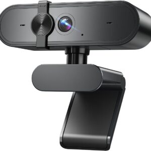1080P Webcam Computer Camera with Microphone & Wide View – Auto Light Correction Webcam for PC, Mac, Laptop, Desktop – Built-in Privacy Cover Plug & Play USB for Zoom/Skype/Streaming