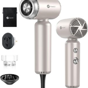 slopehill Dual Voltage Travel Mini Hair Dryer, Lightweight Ionic Blow Dryer, Professional Fast Drying, Compact Portabe Quiet Hairdryer with Magnetic Diffuser for Women, International European 100-240V