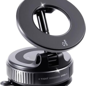 Vacuum Magnetic Suction Car Phone Holder Fold-able and and Hands-Free 360° Adjustable Rotation Phone Mount, Compatible with All Smartphones