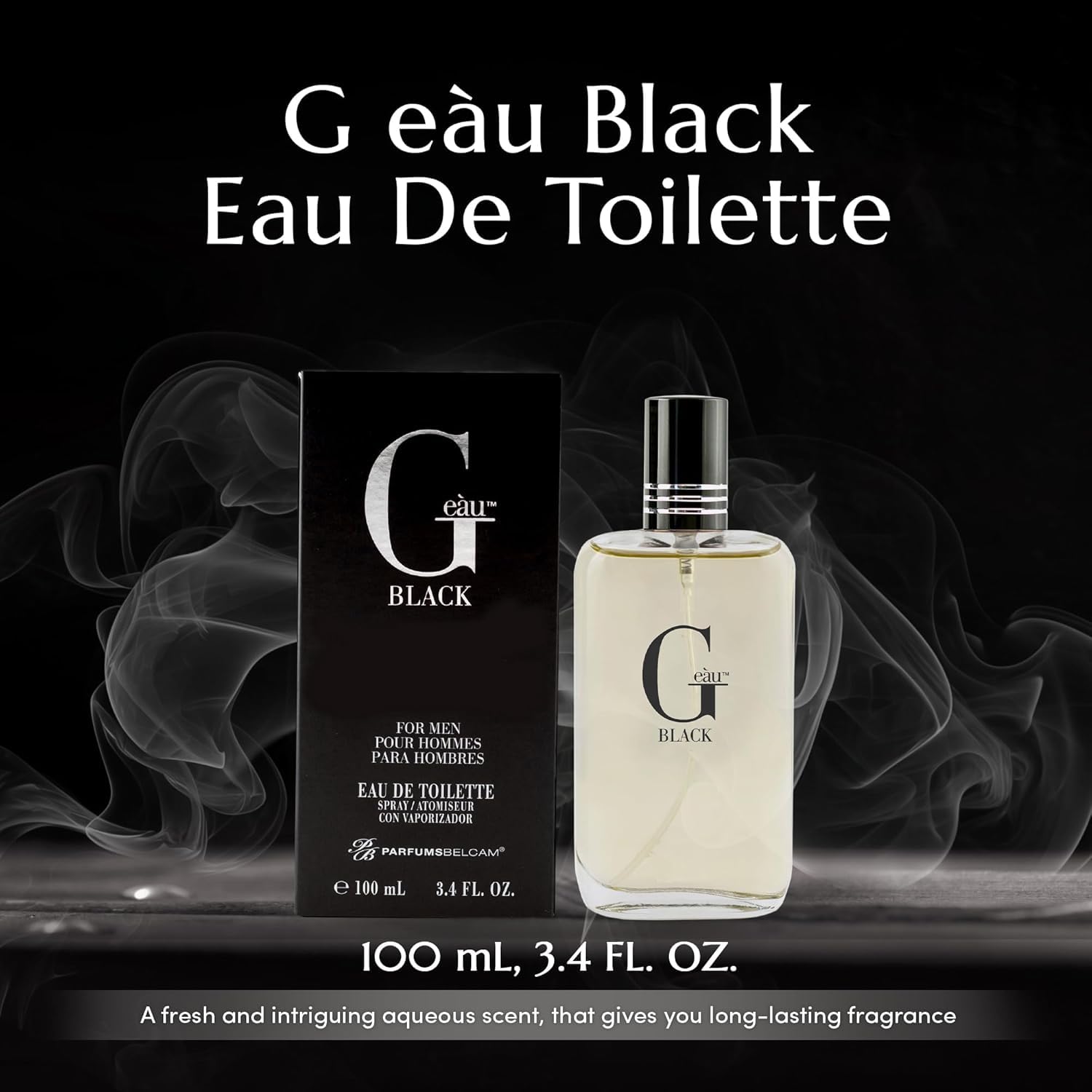 PB ParfumsBelcam G eàu Black Eau De Toilette Spray for Men – 100 mL Affordable, Long-Lasting Fresh Aquatic Fragrance & Spicy Aquatic Scent with Sandalwood & Patchouli for Day & Night Use - Image 2
