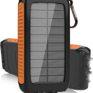 Solar Charger Power Bank 49800mAh – Portable Fast Charging Power Bank with Type-C & Dual USB Ports, Compatible with iPhone, Samsung & More, Waterproof Solar Panel for Camping, Hiking, and Outdoor Use