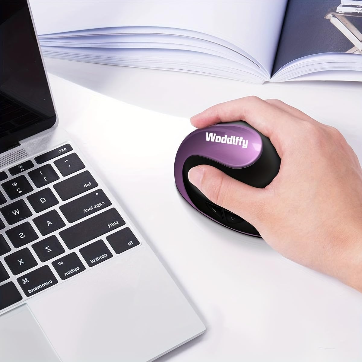 Ergonomic Mouse Wireless,Vertical Mouse with Silent Click Right Handed Small Mouses with 6 Buttons 1000/1200/1600 for Laptop,Desktop,PC, MacBook(Purple AA) - Image 5