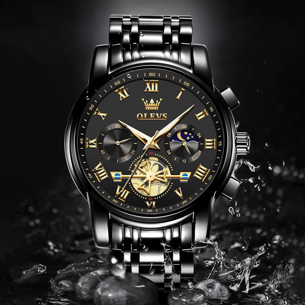 OLEVS Watches Men Waterproof Luxury Big Face Mens Watch Stainless Steel Quartz Analog Dress Watches for Men Luminous Multifunction Man Watch Relojes De Hombre - Image 5