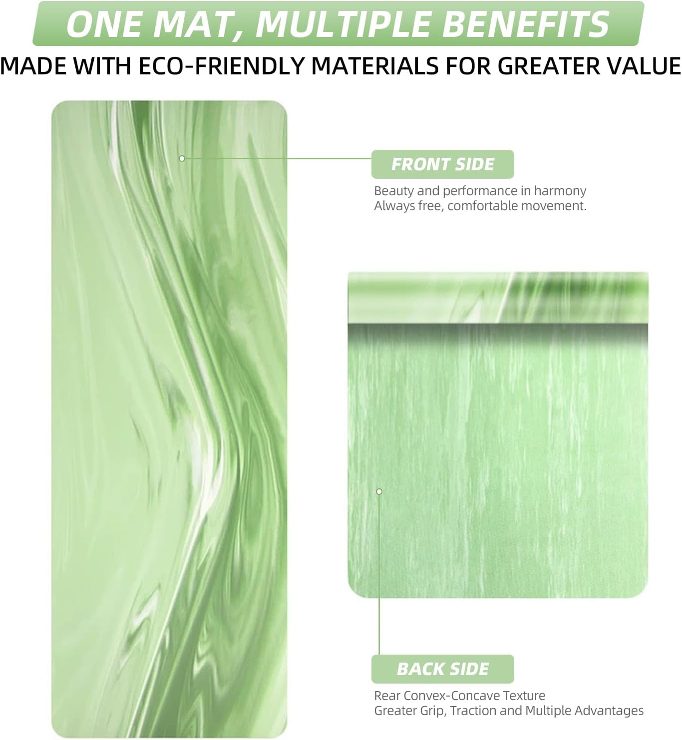 Natural Rubber Yoga Mat, Matte PU Material Extra Thick Yoga Mat Non Slip, Eco Friendly Fitness Exercise Mat for Women Men Kids, Workout, Yoga, Pilates and Floor Exercise - Image 5