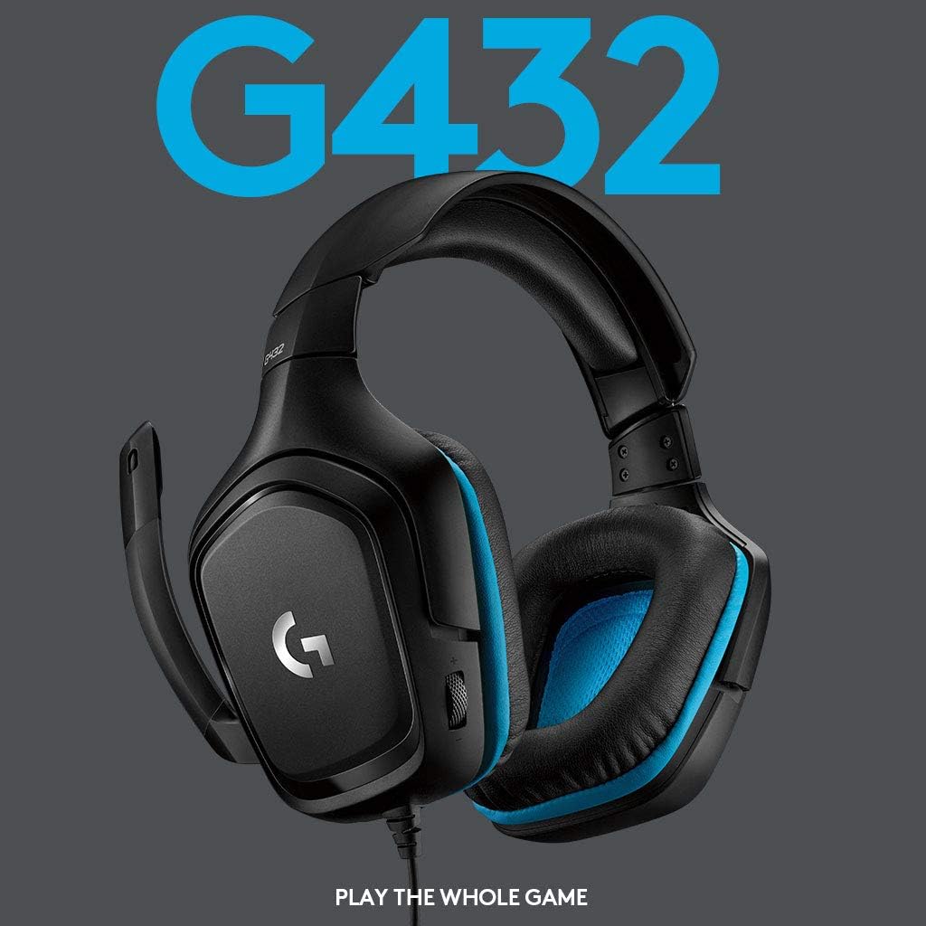 Logitech G432 Wired Gaming Headset, 7.1 Surround Sound, DTS Headphone:X 2.0, Flip-to-Mute Mic, PC (Leatherette) Black/Blue - Image 2