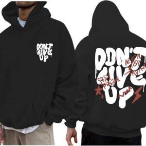 Graphic Streetwear Hoodies For Men Vintage Hoodie Inspirational Sweatshirts Positive Letter Print Cotton Pullover