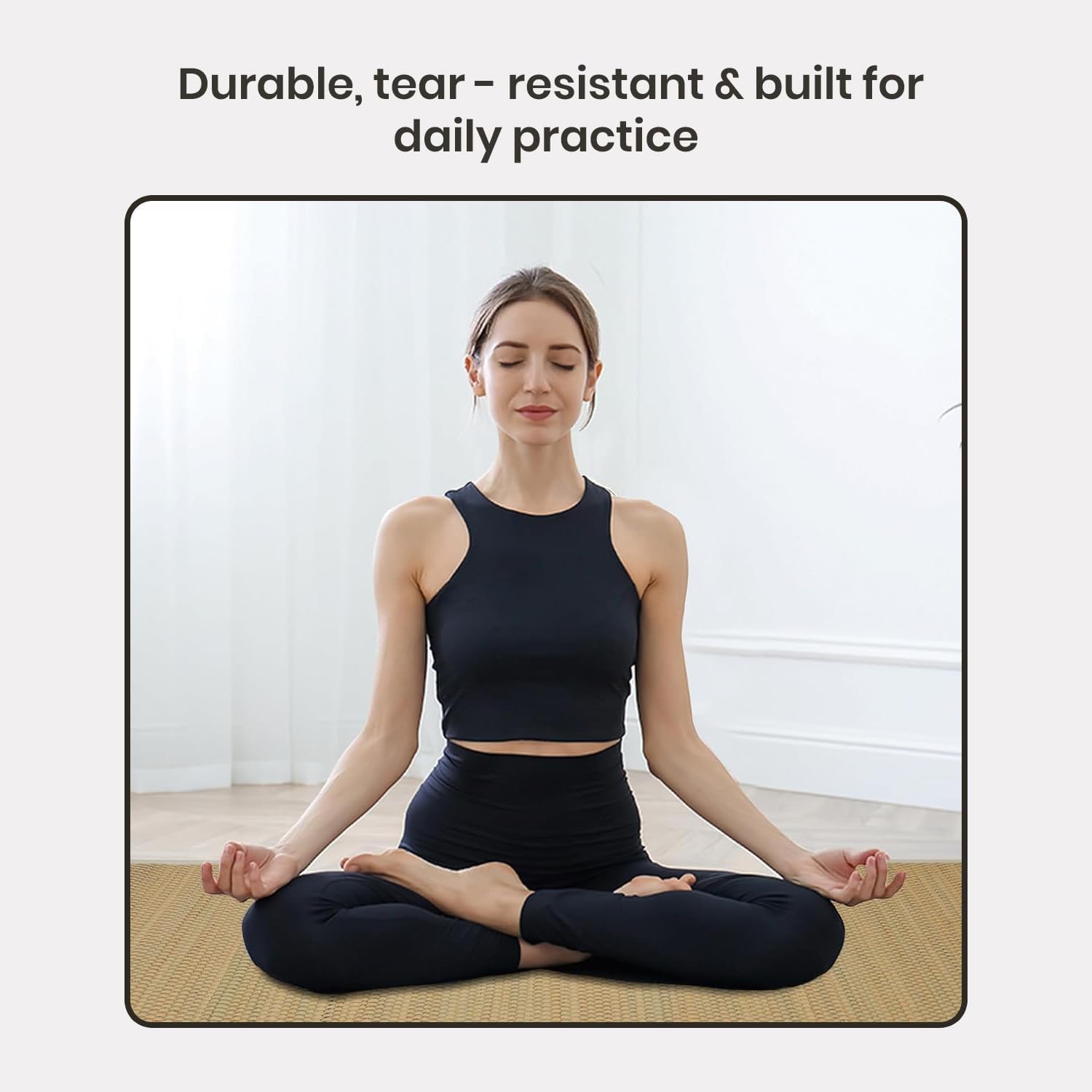 LFH Home Handmade Straw Yoga Mat For Exercise, Workout, Fitness - Perfect Heavy Quality Eco Friendly Natural Straw Reversible Yoga Mat for Men & Women - 72x24 Inch - Image 3