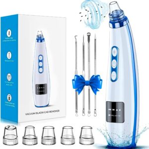 Blackhead Remover Pore Vacuum, Blackhead Vacuum, Facial Pore Cleaner with 5 Adjustable Suction Levels, 5 Probes, USB Rechargeable Pore Cleaner,