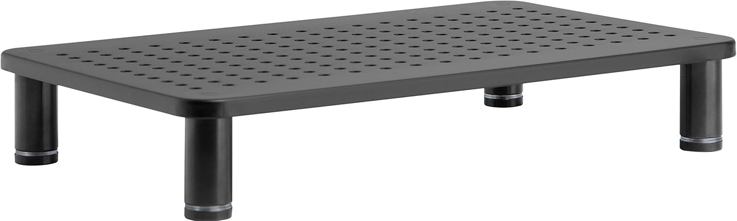 Husky Mounts Monitor Riser Laptop Stand, Adjustable Legs, Stackable, 14.5" x 9.25" x 3.25" Max Height, Matte Black Steel, 1 Stand