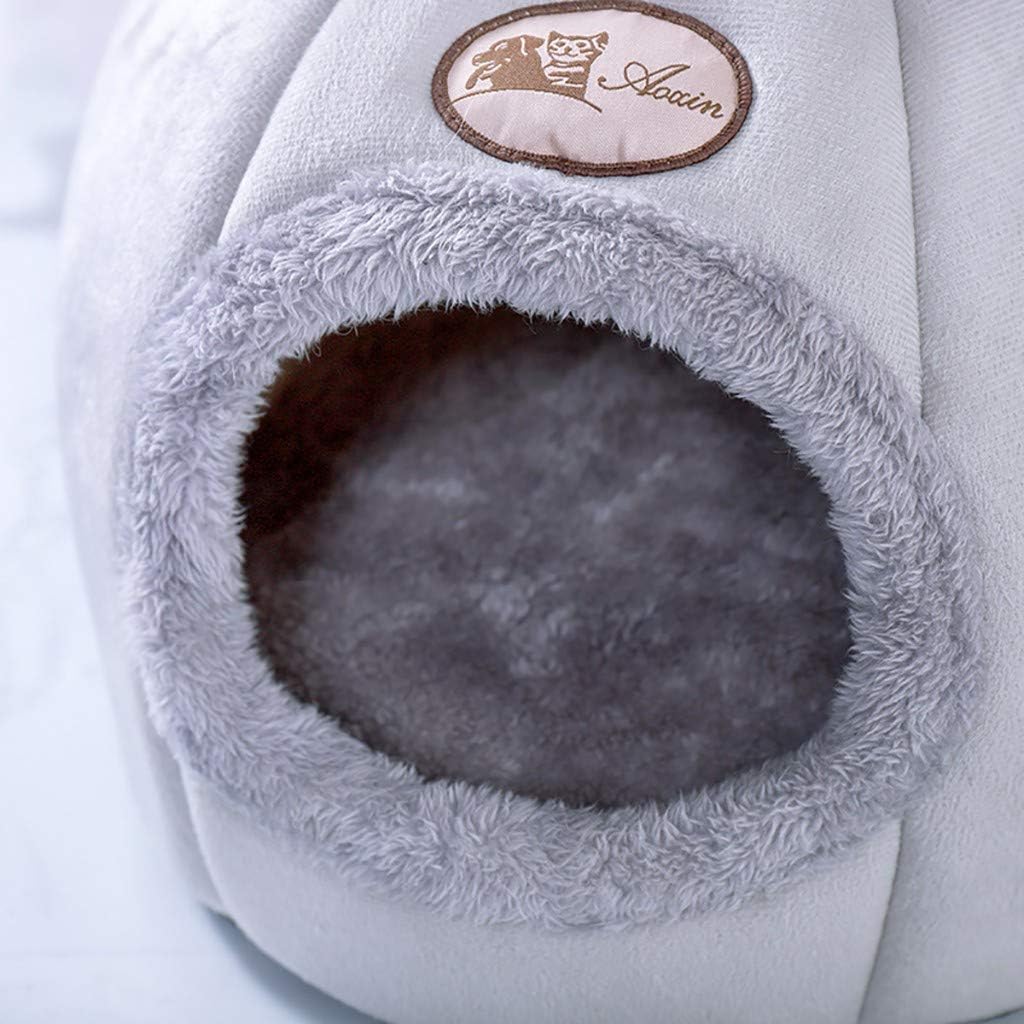 Cat Beds for Indoor Cats, 13 Inch Washable Fluffy Soft Cute Cat Bed Cave with Removable Cushion,Round Plush Faux Fur Self Warming Cat Bed for Small Medium Dogs Puppy Kitten Kitty Supplies - Image 3