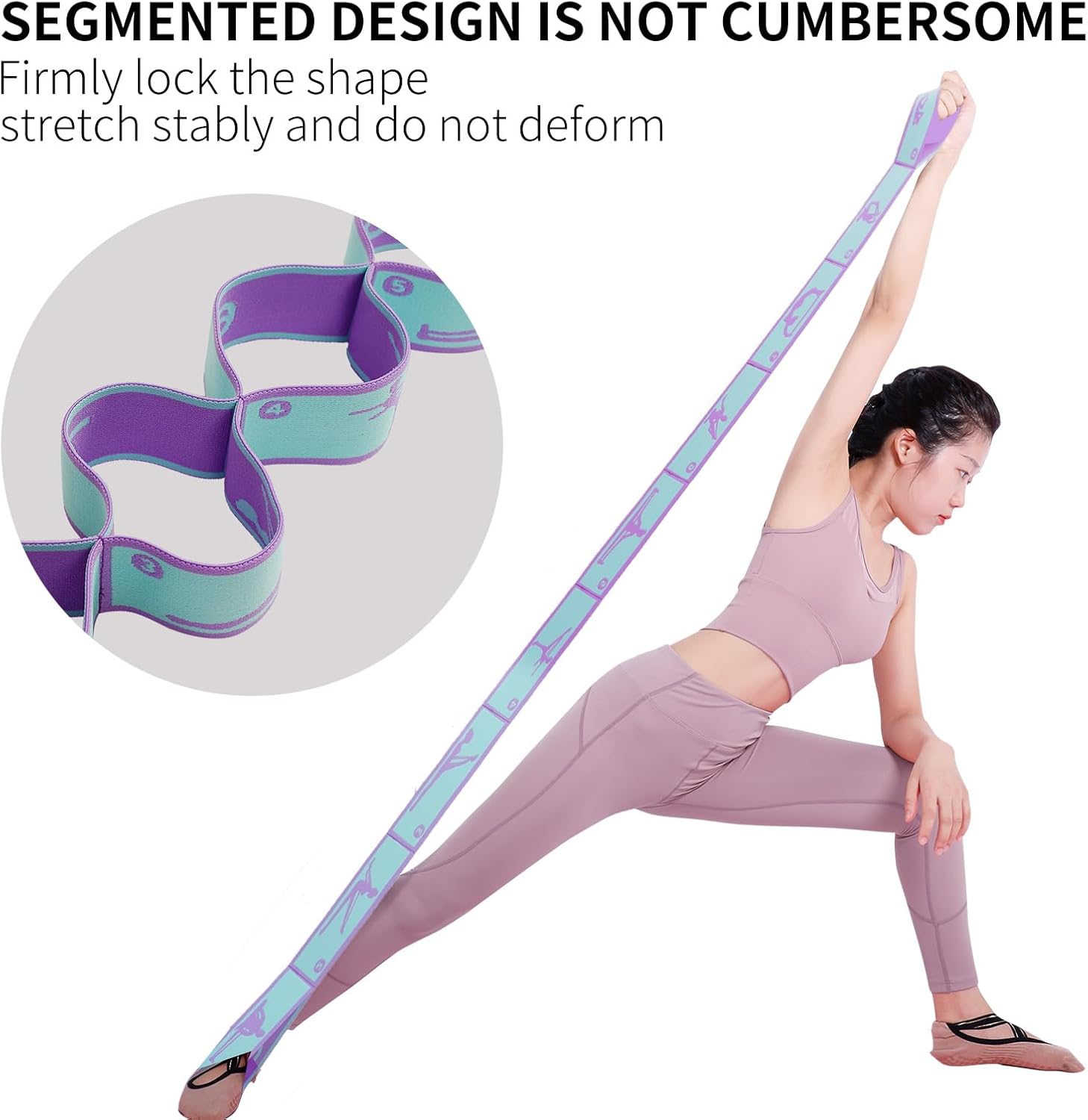 9 Loops Elastic Yoga Strap - Adjustable Stretching Band for Physical Therapy, Dance, Pilates & Gymnastics, Multi-Loop Exercise Band for Flexibility, Home Workout - Image 2