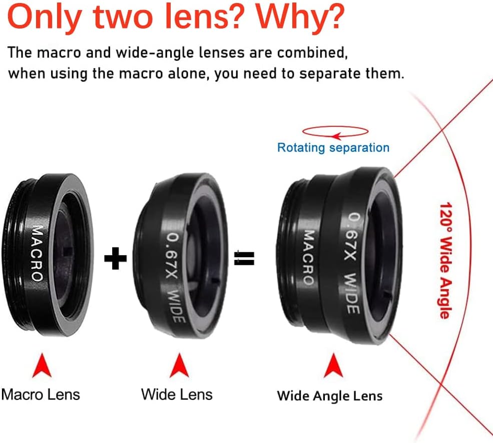 3 in 1 Cell Phone Camera Lens Kit Wide Angle Macro Fisheye Lens Universal for Smart Phones iPhone Samsung Android - Image 2