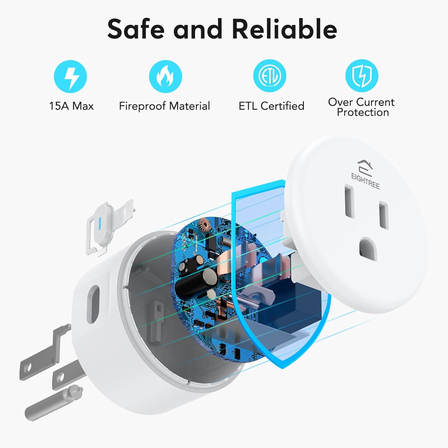 EIGHTREE Smart Plug, WiFi Outlet Works with Alexa & Google Home, Smart Home Socket with Remote Control & Timer Function, 2.4GHz WiFi Only, 4 Packs - Image 8