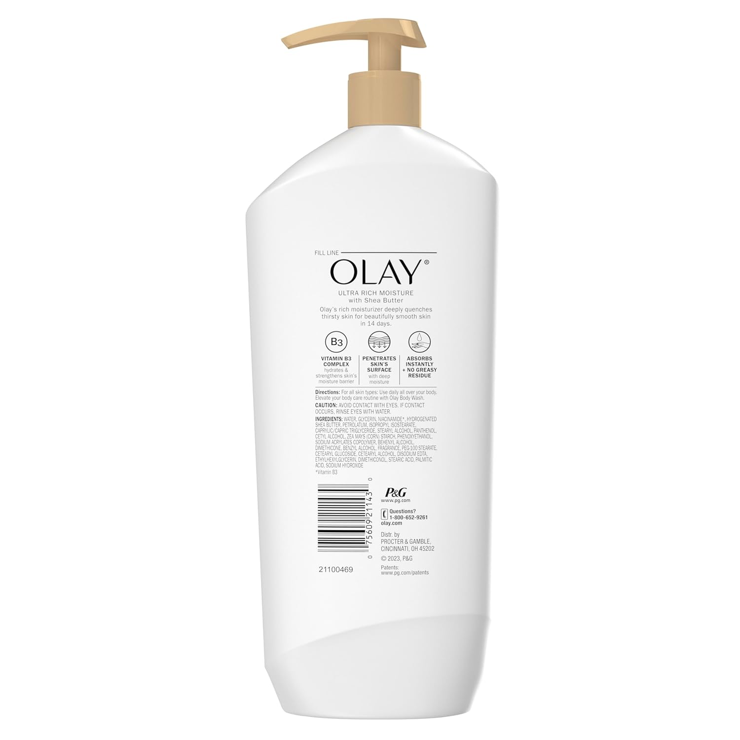 Olay Body Lotion for Women, Ultra Rich Moisture, 24hr Moisturizing & Deep Hydration, Absorbs Instantly, Penetrating Vitamin B3 Complex, For All Skin Types, Shea Butter Scent, 18 fl oz - Image 7